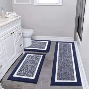 3 Piece Bath Mat Set Bathroom Rugs, Non Slip Plush Bathroom Mats