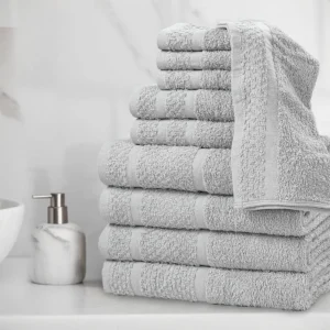 10 Piece Towel Set Soft Absorbent Cotton Quick Dry Bath Towels Hand Towels Washcloths