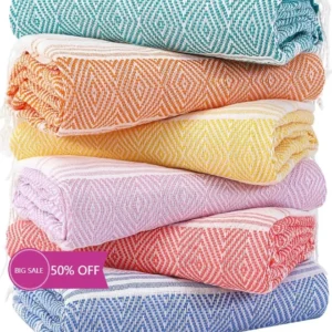 6 Packs Oversized Cotton Turkish Beach Towels Set Bulk 74"x38"