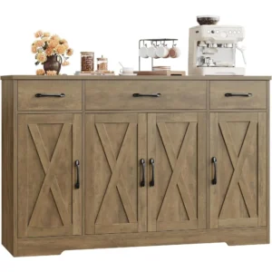 Buffet Sideboard Cabinet with Drawers, 55" Large Buffet Storage Cabinet