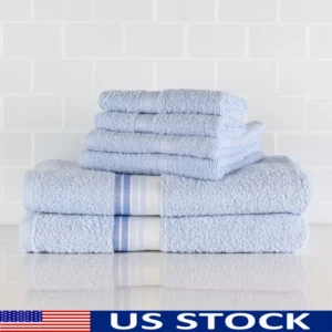 6 Piece Cotton Towel Set Super Soft Absorbent Bath Hand Washcloths