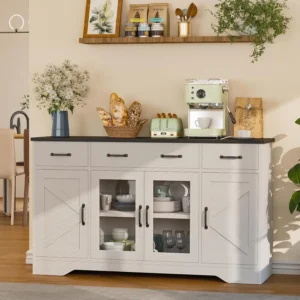Sideboard Buffet Cabinet with Storage, 55" Kitchen Coffee Bar Cabinet